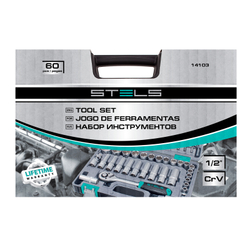 Набор инструментов, 1/2", CrV, пластиковый кейс 60 предметов Stels