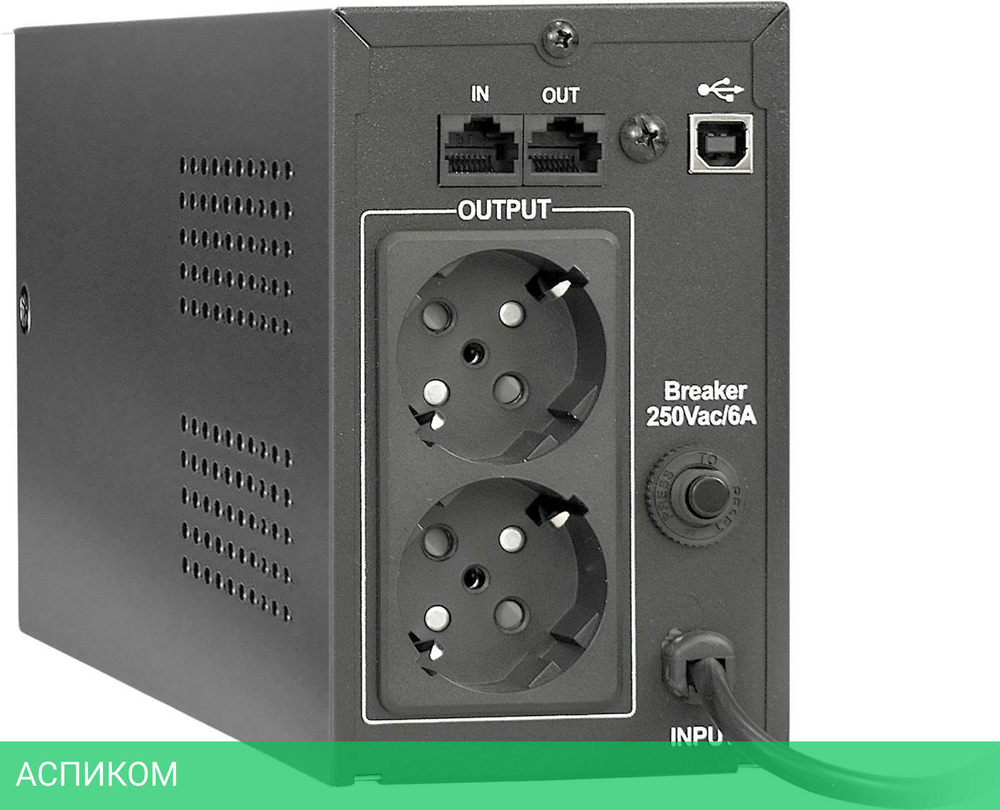 Источник бесперебойного питания ExeGate Power Back BNB-650.LED.AVR.EURO.RJ.USB (EP285555RUS)