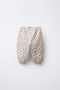 ZARA БРЮКИ-ДЖОГГЕРЫ С МИШКАМИ, ЭКРЮ