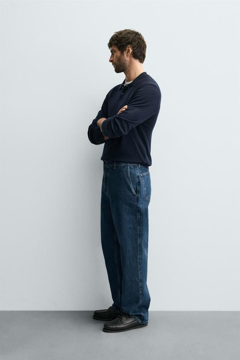 ZARA ДЖИНСОВЫЕ БРЮКИ ЧИНОС STRAIGHT FIT, СИНИЙ