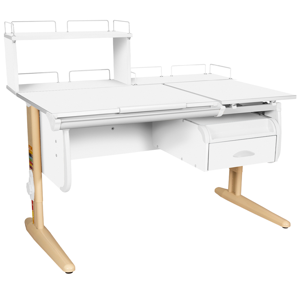 Растущая парта СУТ 25 с задними полками СУТ.15.210 и СУТ.15.240 и навесной тумбой (1200×880 мм)