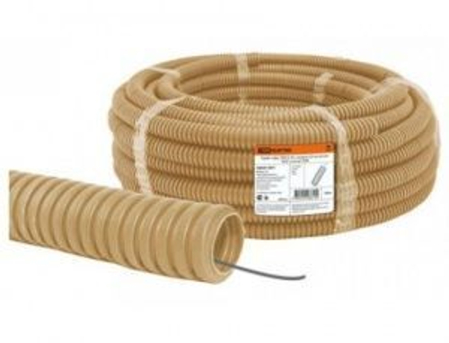 Труба гофр.ПВХ d 25 с зондом (25 м) легкая "ЭКО" (сосна) TDM