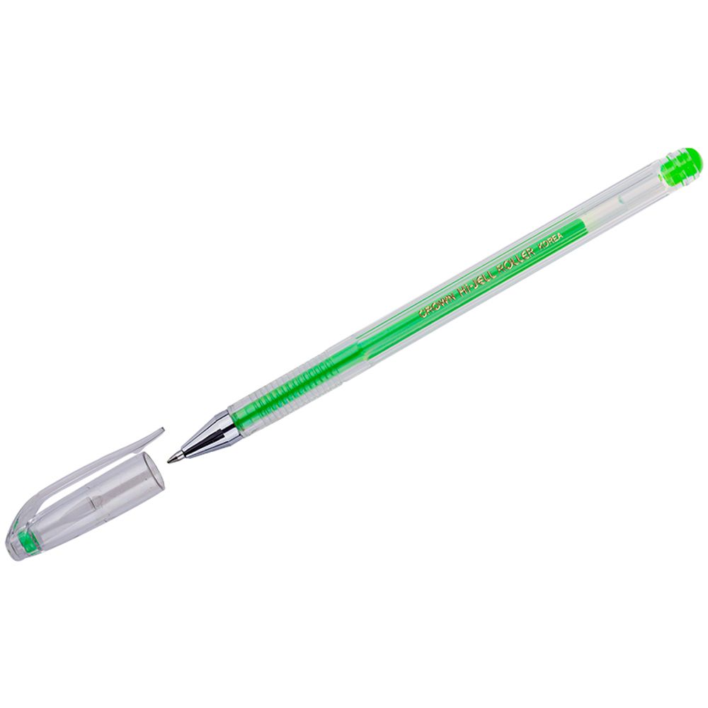 Ручка гелевая Crown "Hi-Jell Color" светло-зеленая, 0,7мм