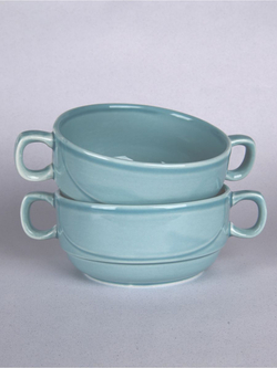 Бульонница супница с ручками фарфоровая тёмно-серый набор 2 шт в стиле акварель