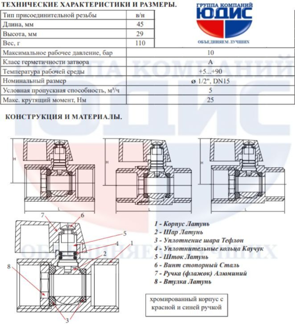 Кран  МИНИ  1/2 г.ш. (крас.-син.)  ViEiR  (200/10шт)