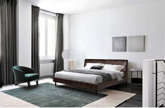 Кровать RBD023 180х200 см, коричневая кожа