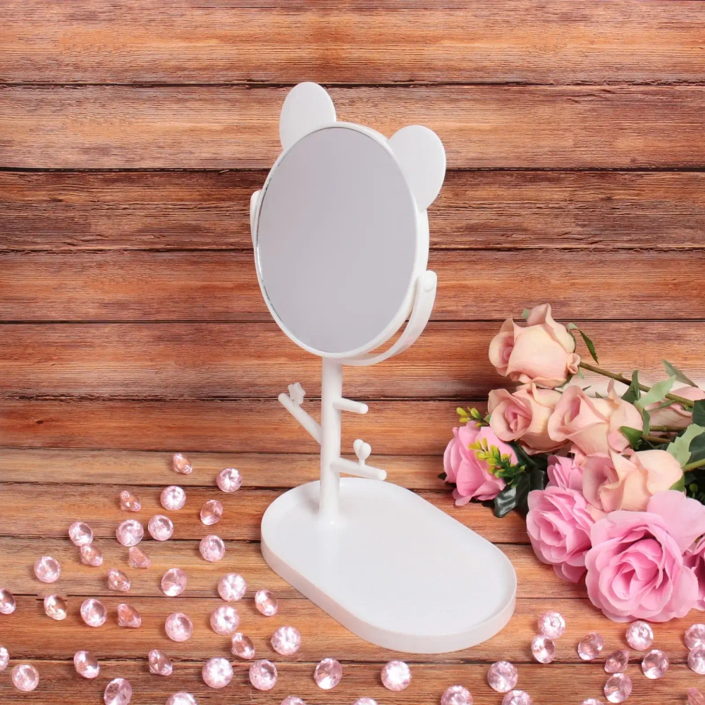 Зеркало настольное одностороннее на подставке «High Tech - LAKI», цвет белый, h-32см d-15см