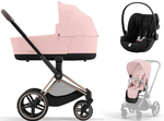 Коляска 3 в 1 Cybex Priam IV Rosegold и автокресло Cloud G i-Size Moon Black Peach Pink