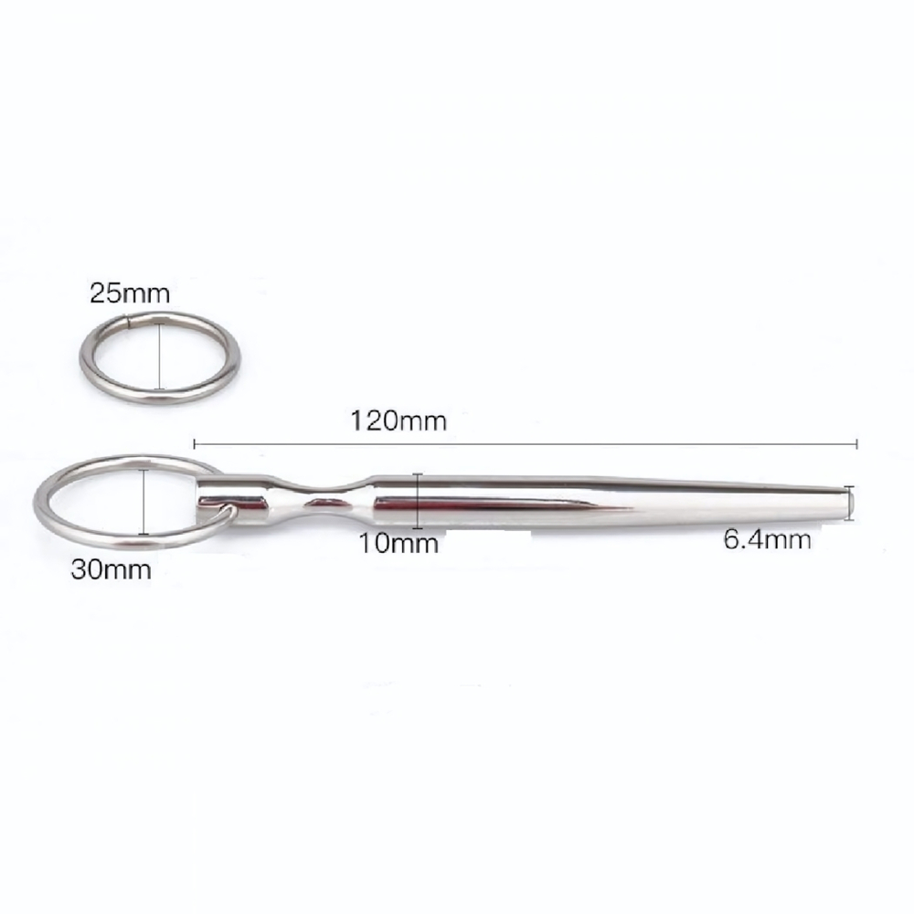 Уретральный стимулятор с кольцом металлический 12 см