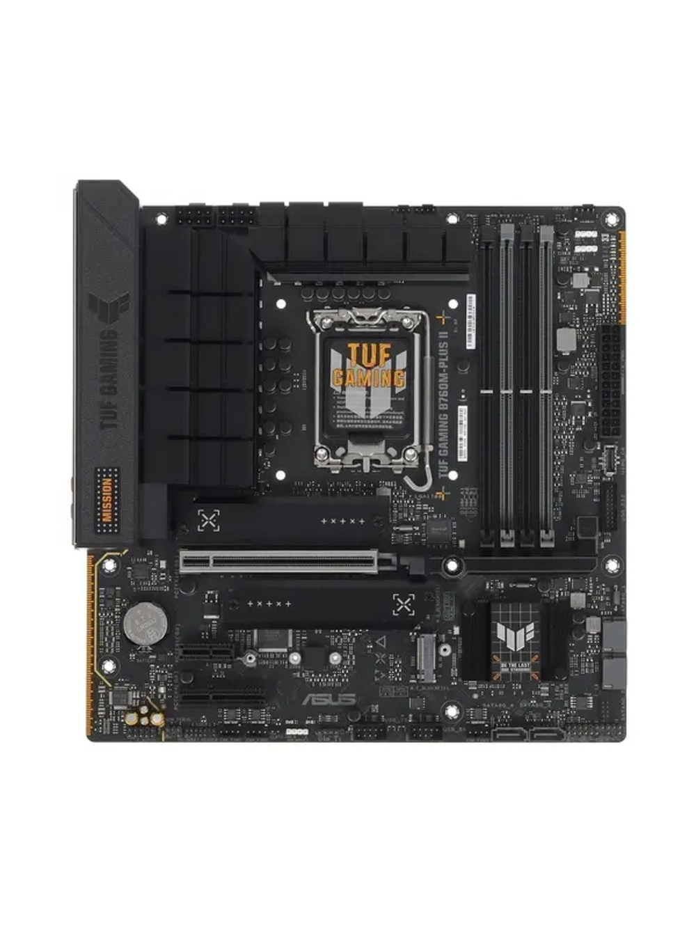 ASUS TUF GAMING B760M-PLUS II (Socket 1700, mATX, 4xDDR5(192GB), DP/HDMI, 1xPCIe 5.0x16/1xPCIe 4.0x4, 1xPCIe 3.0, 1xLAN (2.5GbE), 4xSATA 6Gb/s, 3xM.2, 1xType-C, 3xUSB 3.2, 4xUSB)