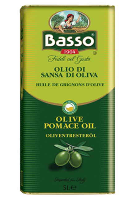 Оливковое масло BASSO Для жарки Рафинированное (Pomace) 5 литров, Италия