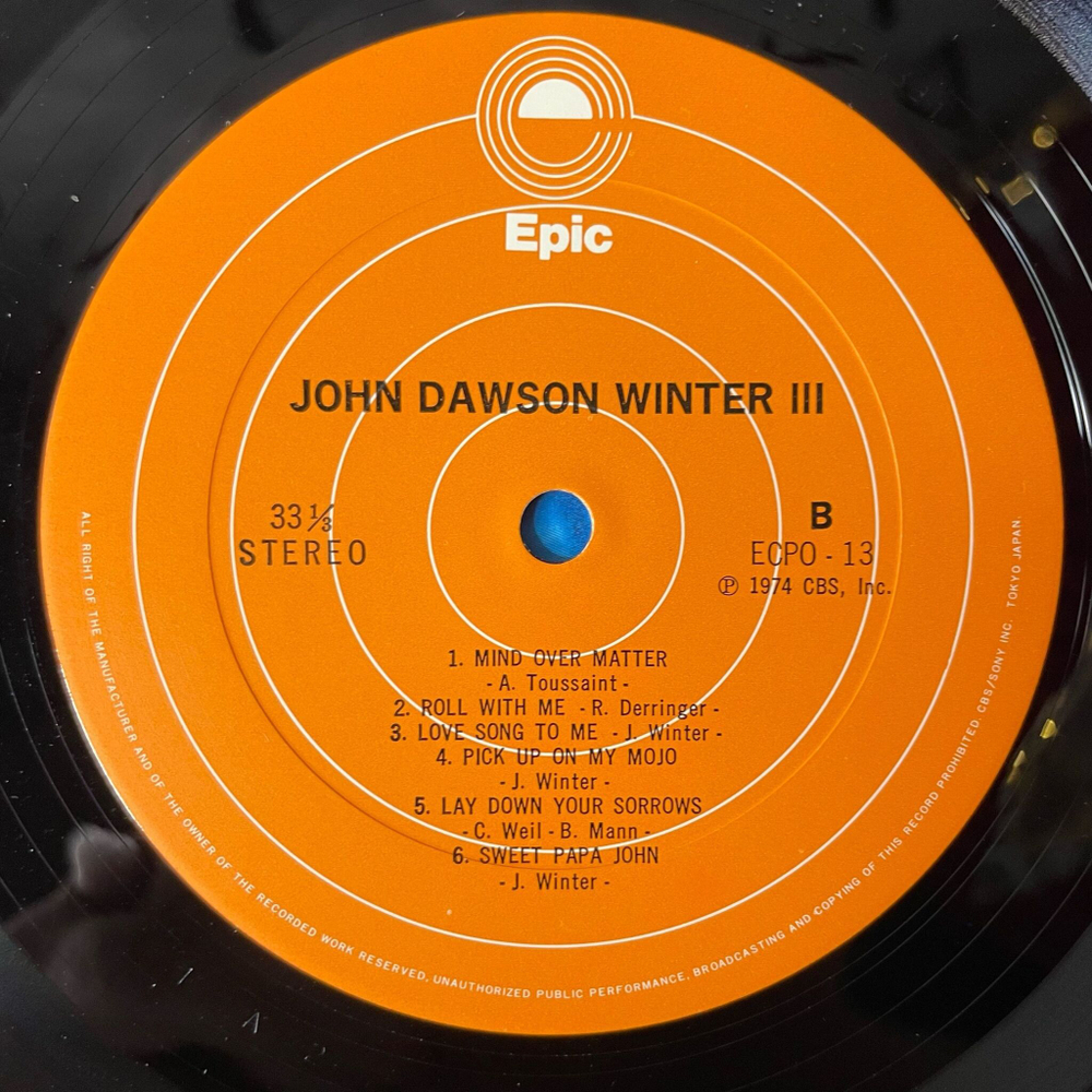 Винтажная виниловая пластинка LP Johnny Winter John Dawson Winter III (Japan 1974) (No Obi)