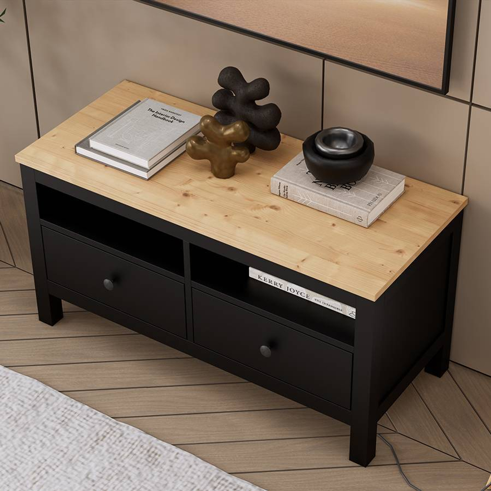 Тумба под ТВ Хемнэс Hemnes/ Кымор, 124х47х57 см, черный/светло-коричневый