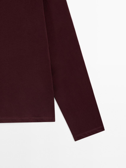 Massimo Dutti Лонгслив из 100% хлопка, бургундский