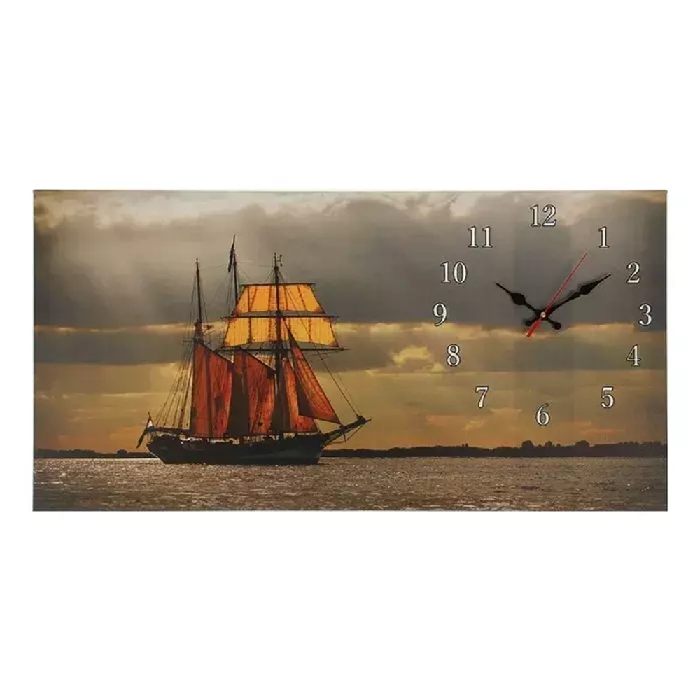 Часы-картина настенные, серия: Море, "Парусник", 40*76 см