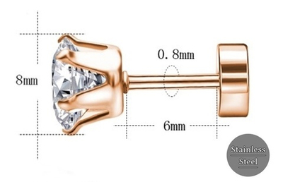 Микроштанга ( 6 мм) для пирсинга уха с кристаллом 8 мм. Медицинская сталь.
