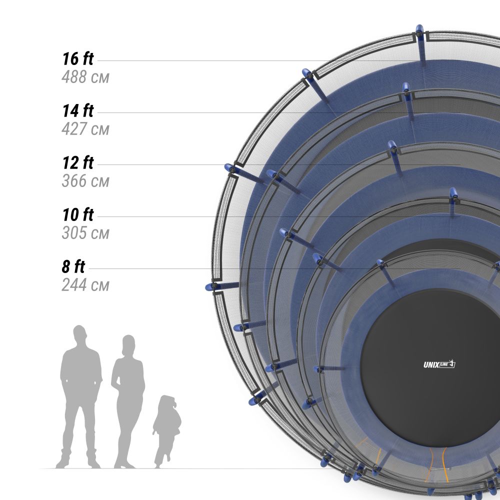 Батут UNIX Line Премиальный / Supreme Basic 8 ft (244 см) синий