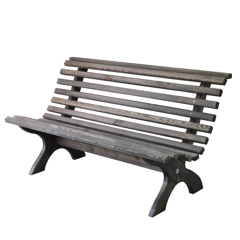 Скамейка садовая Осло со спинкой деревянная для сада из массива сосны, графит