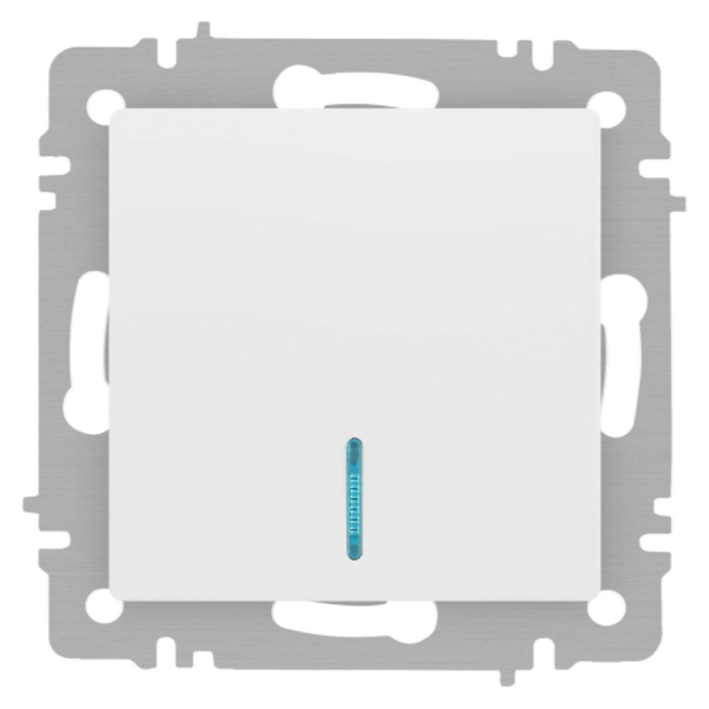 Выключатель Intro Accent 6-102-01М с подсветкой, 10А-250В, IP20, СУ, AL/CU, белый матовый