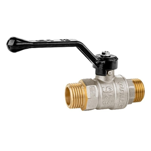 Кран латунный шаровой LD Pride 47.305, DN 25, PN 40, никелированный, штуцер-штуцер, рычаг