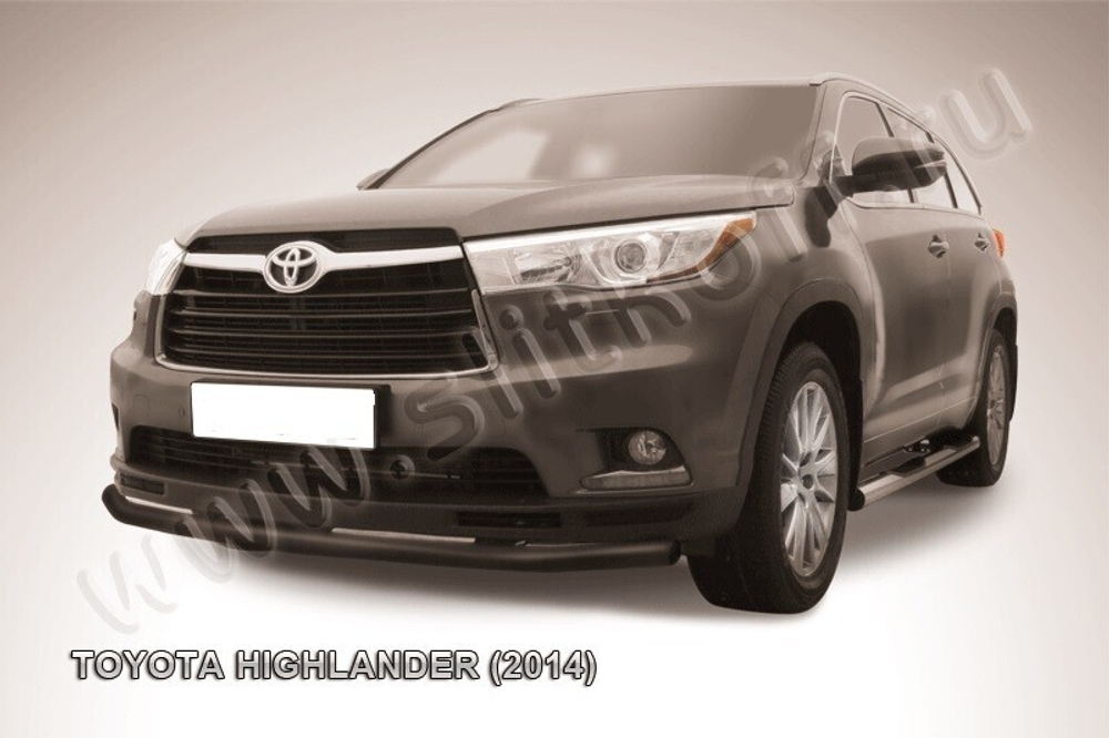 Защита переднего бампера (нержавейка) Toyota Highlander (2014-2016) d57 (черный)