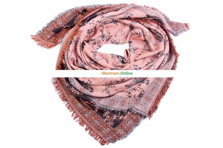 Платок материал Вискоза двухсторонний Цветы цвет черный оранжевый 110х110 см.