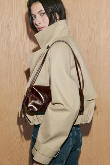 ZARA СУМКА С ПЛЕЧЕВЫМ РЕМНЕМ И ПРЯЖКАМИ, КОРИЧНЕВЫЙ