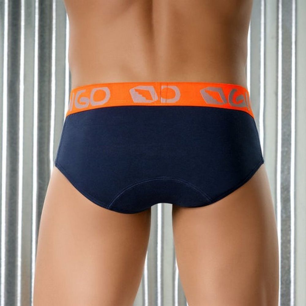 Мужские трусы брифы темно-синие с оранжевой резинкой Gigo Traditional Dark Blue Orange