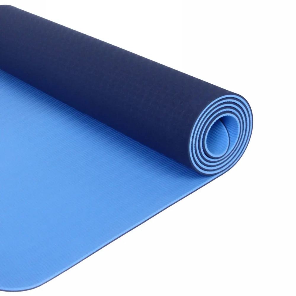 Коврик для йоги 6мм 61*183 см «Гармония» 2х сторонний, голубой/св.голубой