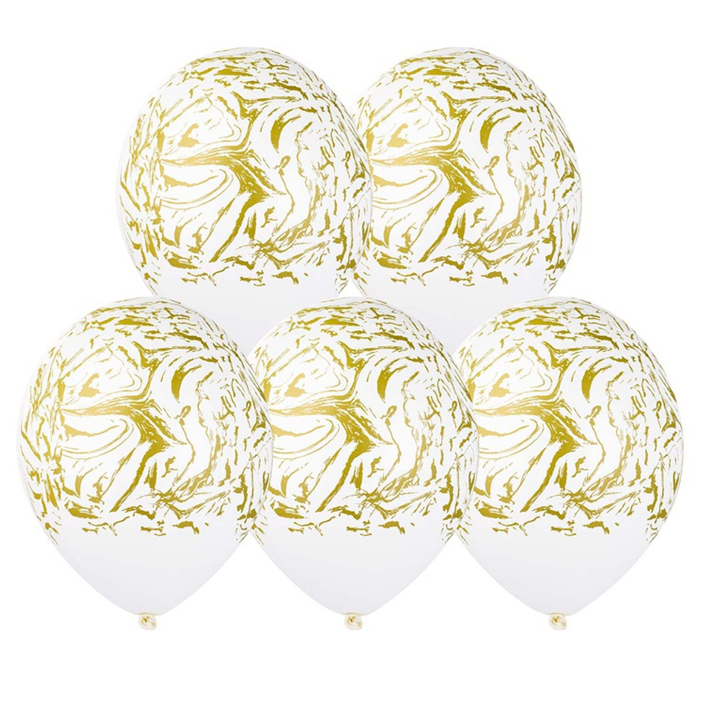 Шар латексный 35см Мрамор (Белый)