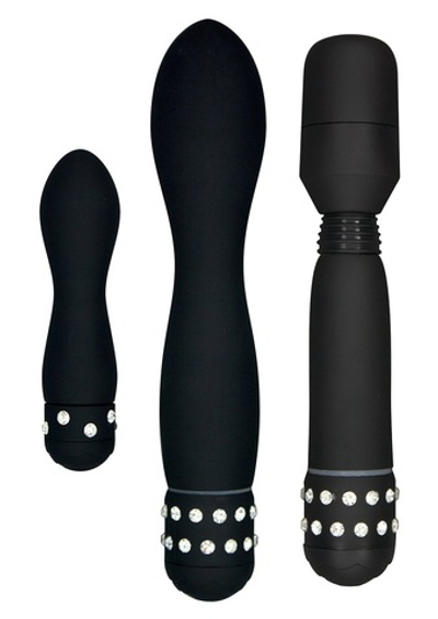 Набор чёрных вибраторов DIAMOND TRIPLE PLEASURE PACK