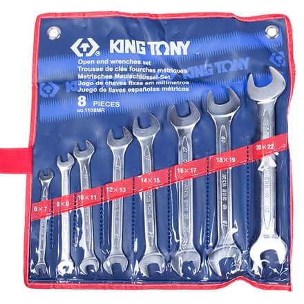 Цена на KINGTONY (1108MR) Набор рожковых ключей, 6-22 мм, 8 предметов