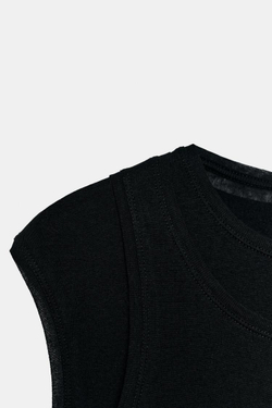 ZARA ДВУХСЛОЙНАЯ ФУТБОЛКА SUPIMA®, ЧЕРНЫЙ