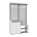 Прихожая с вешалкой и обувницей Белое сияние/Цемент светлый Акцент №4 120х32х196 см