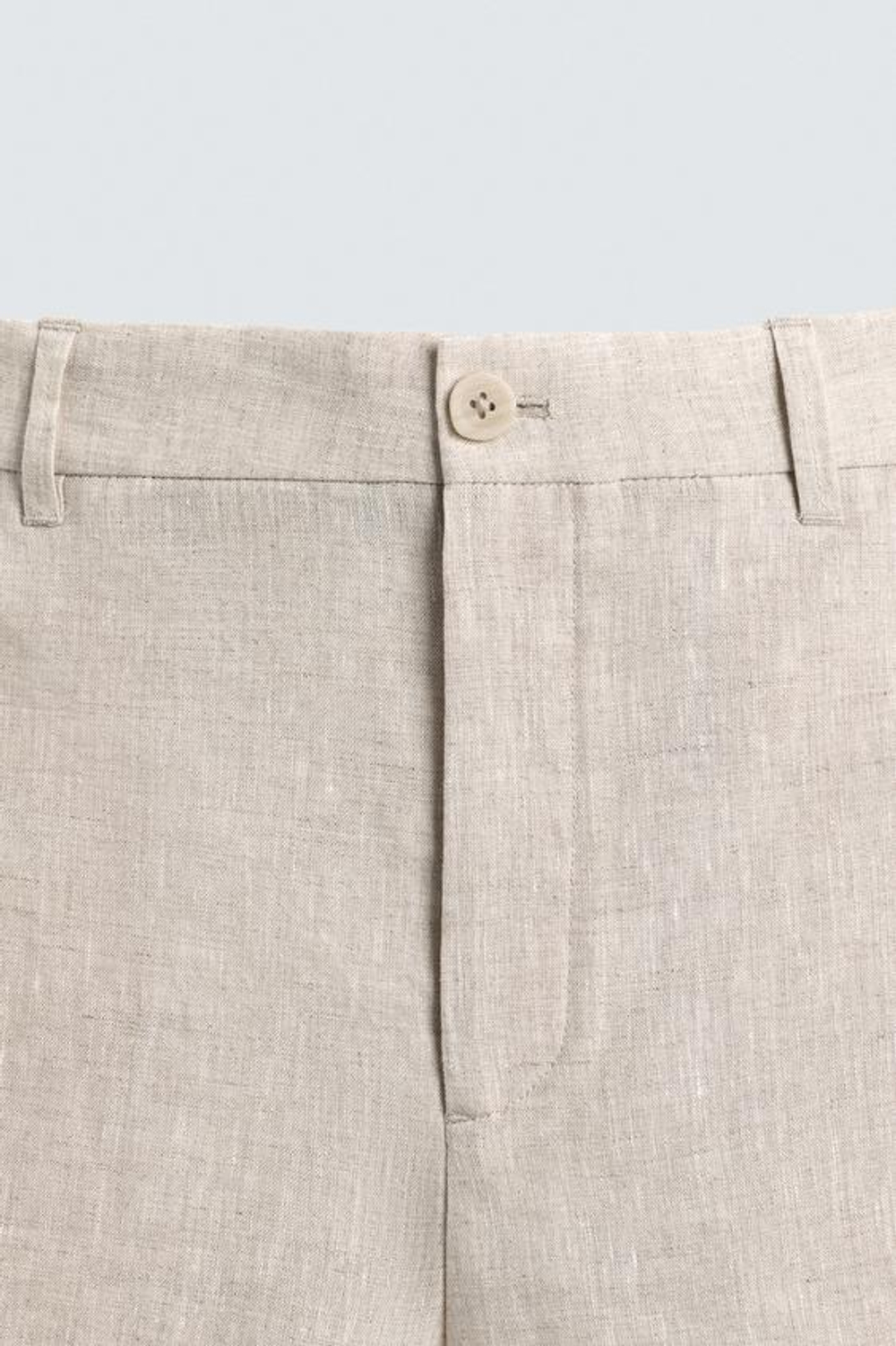 ZARA БЕРМУДЫ ИЗ 100% ЛЬНА КЛАССИЧЕСКОГО КРОЯ, СВЕТЛО-БЕЖЕВЫЙ
