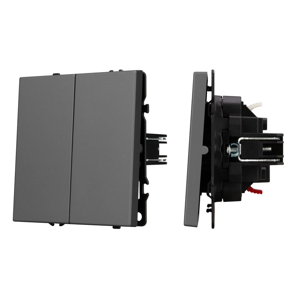 Механизм выключателя двухклавишный проходной SWT-NOBE-MKP2-SFPL-GR (230V, 10A) (Arlight, Серый базальт) 054257