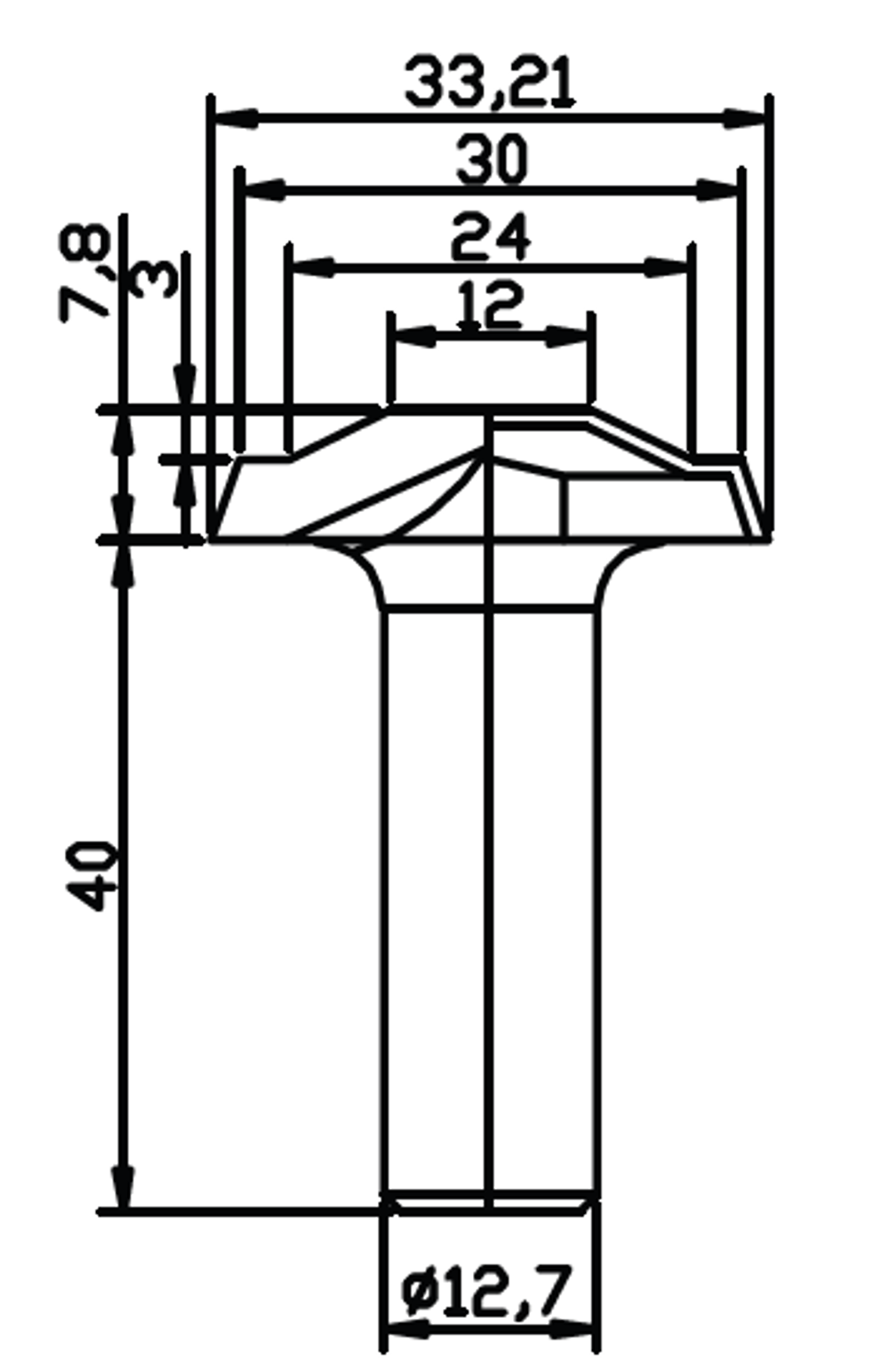 PCD профильная фреза D.33,21x7,8 S.12x40 Z2
