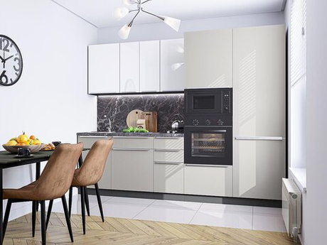 Прямая модульная кухня Фьюжн-07 Angel/Silky Light Grey - Graphite 2140*2700*600