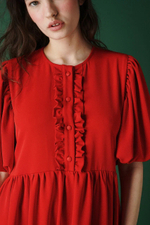 Платье с жабо и рукавами-фонариками из крепа, "Аленький цветочек"