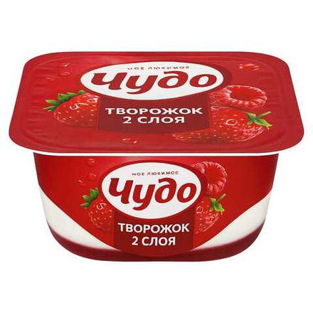 Чудо творожок 2 слоя клубника-земленика 100гр