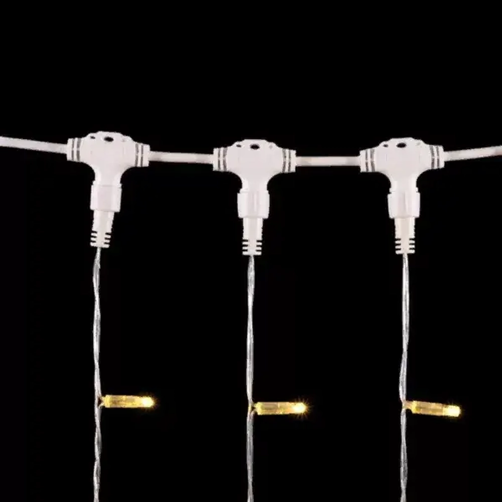 Светодиодный занавес с колпачком 1*6 м., 600 теплых белых LED ламп, прозрачный провод ПВХ, IP65, LTC (PCL601CAP-10-2WW)