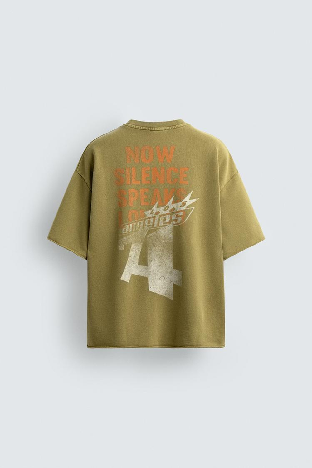 ZARA ТОЛСТОВКА С ЭФФЕКТОМ ПОТЕРТОСТИ И НАДПИСЬЮ, ЗЕЛЕНОВАТО-СИНИЙ