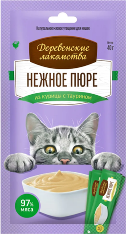 Деревенские лакомства, Нежное пюре из Курицы с таурином 40г.