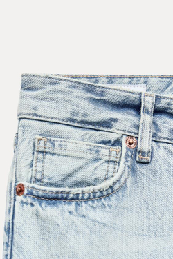 ZARA ДЖИНСЫ TRF CROPPED ПРЯМОГО КРОЯ С НИЗКОЙ ПОСАДКОЙ, ГОЛУБОЙ
