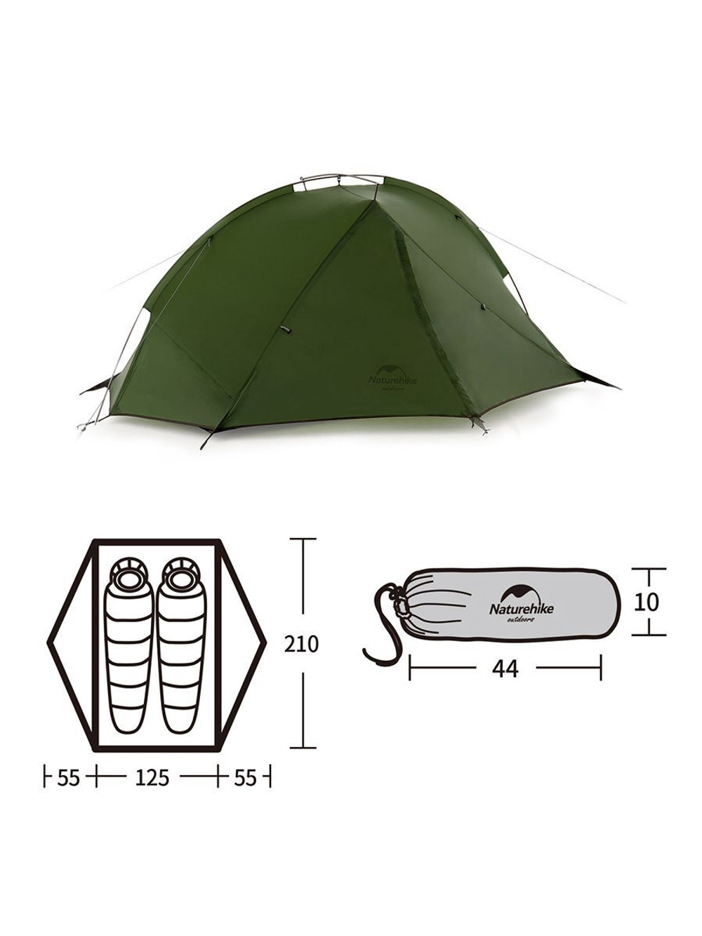Палатка туристическая Naturehike Tagar NH17T180-J двухместная, синяя, 6927595716182