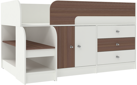 Кровать-чердак КарИВи Астра 9, 1 Белый  Бодего Темный