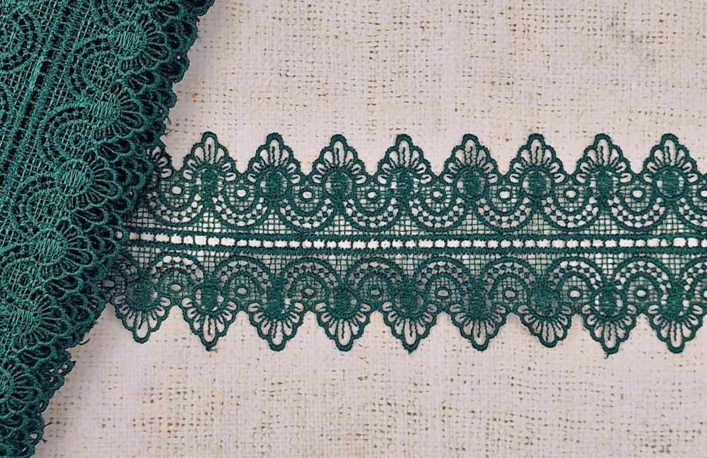 Кружево плетёное, ш. 8,5 см, тёмная морская волна