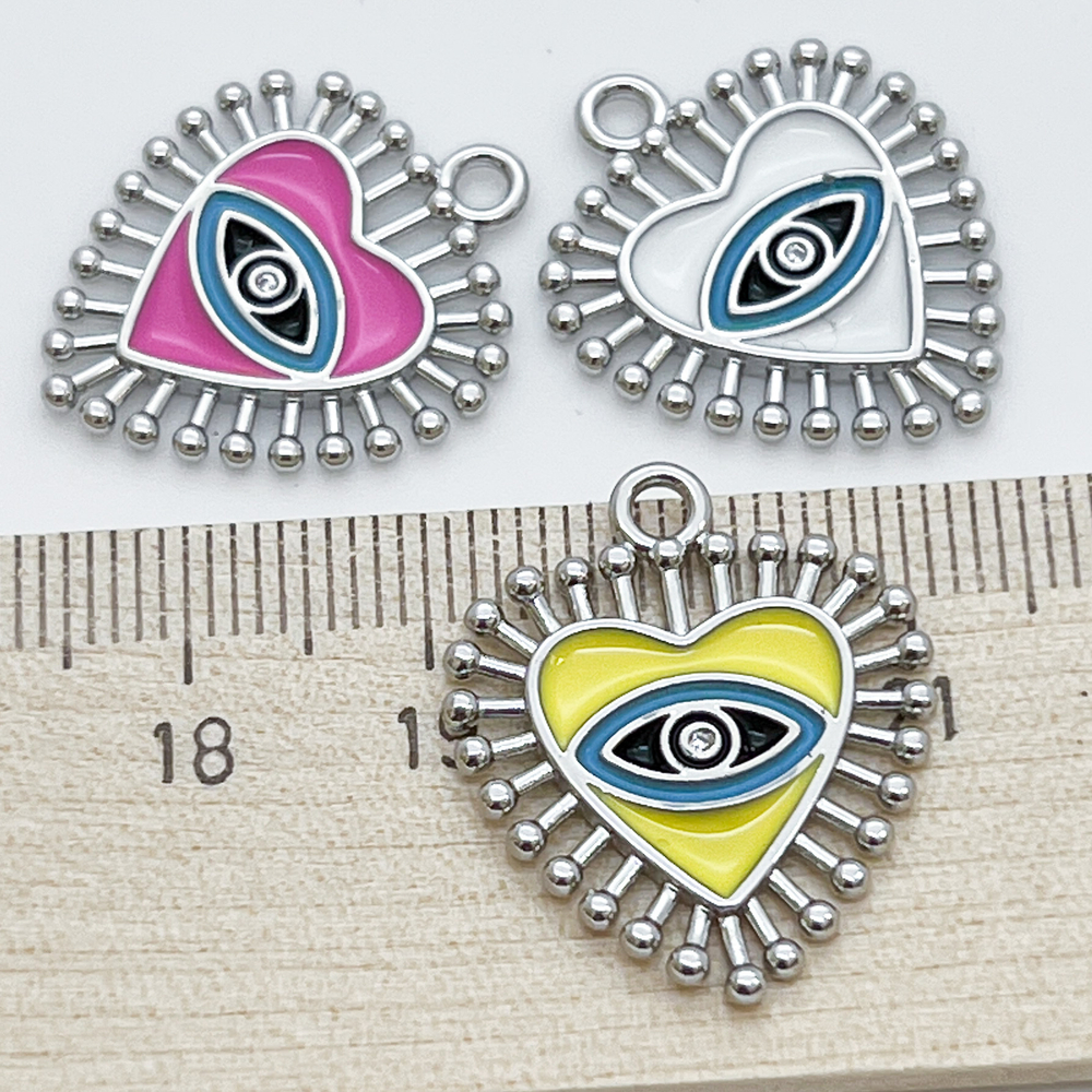 Подвеска Глаз, цвет белый+серебро, размер 24*20 мм, цена за 1 шт