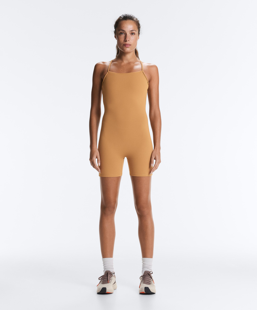 Oysho Короткий комбинезон Comfortlux, горчичный