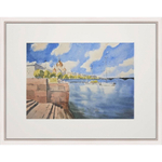 Картина авторская акварельная в паспарту 30х40 см на стену для интерьера "Набережная в Питере"